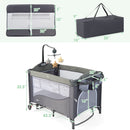 INFANS 5 in 1 Portable Playard, Larger Size Baby Bassinet Bedside Sleeper, Diaper Changer, Foldable Bedside Crib