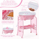 INFANS 2 in 1 Baby Changing Table with Bath Tub Unit, Folding Diaper Dresser Station with Wheels Waterproof
