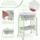 INFANS 2 in 1 Baby Changing Table with Bath Tub Unit, Folding Diaper Dresser Station with Wheels Waterproof