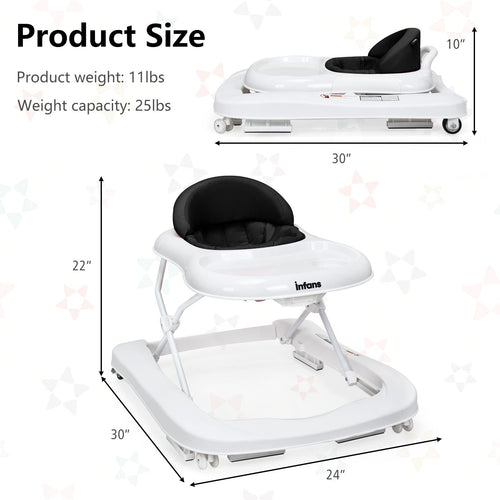 INFANS Foldable Baby Walker, 3 in 1 Toddler Walker Learning-Seated Walk-Behind for Boys and Girls
