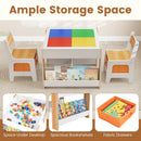OLAKIDS Kids Table and Chair Set, 4 in 1 Building Block Wooden Activity Desk with Reversible Tabletop for Toddlers