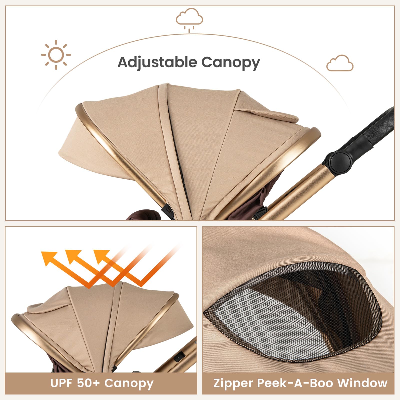 INFANS 2 in 1 Baby Stroller, Folding Newborn Pram Convertible Stroller High Landscape Shock Absorption