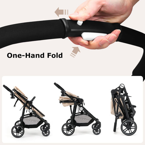 INFANS 2 in 1 Baby Stroller, High Landscape Infant Stroller & Reversible Bassinet Pram, Foldable Pushchair