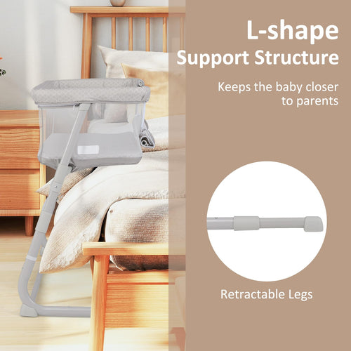 INFANS Baby Bedside Bassinet, Over-Bed Baby Bassinet with Adjustable Height, Safe Close Sleeping, Storage