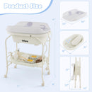 INFANS 2 in 1 Baby Changing Table with Bath Tub Unit, Folding Diaper Dresser Station with Wheels Waterproof