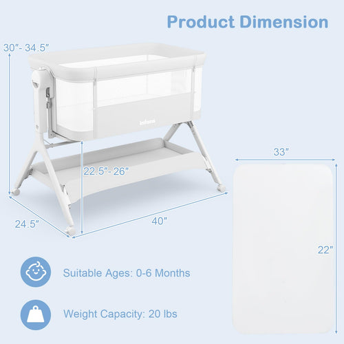 INFANS 5 in 1 Baby Bassinet, Upgraded Flat Rocking Bedside Sleeper with Wheels, Storage Basket, Travel Bag