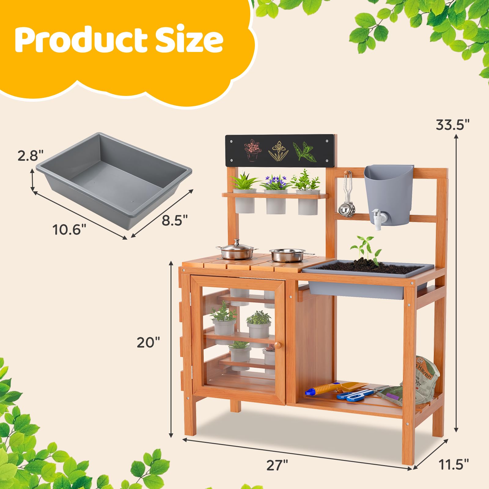 OLAKIDS Mud Kitchen for Kids Outdoor, Wooden Toddler Play Kitchen