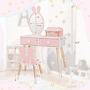 OLAKIDS Kids Vanity Set, 2 in 1 Wooden Princess Makeup Table and Chair with Mirror OLAKIDS