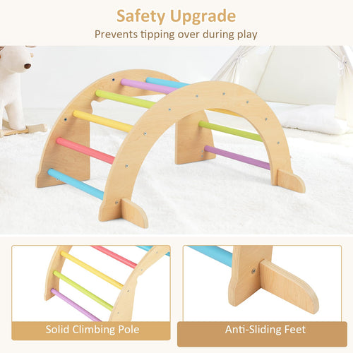 OLAKIDS Wooden Arch Climber Rocker with Soft Cushion for Toddlers