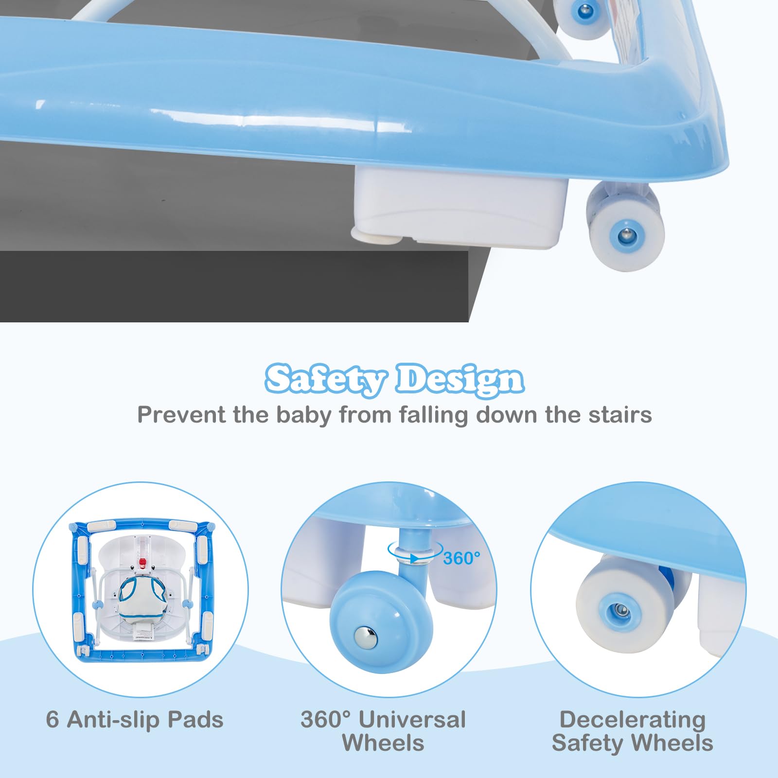 INFANS Foldable Baby Walker, 3 in 1 Toddler Walker Leaning-Seated Walk-Behind with Washable Seat Cushion