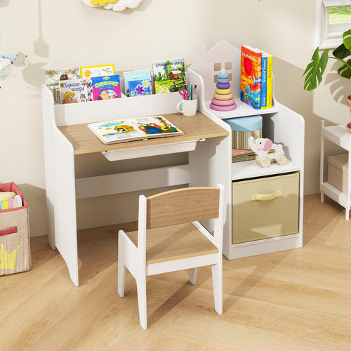 OLAKIDS Kids Table and Chair Set, Toddler Art Craft Play Wood Activity Desk with Chairs, Children Furniture