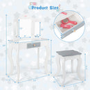 OLAKIDS Kids Vanity, 2 in 1 Princess Makeup Desk Set, Wooden Dressing Table, Pretend Play Vanity Set