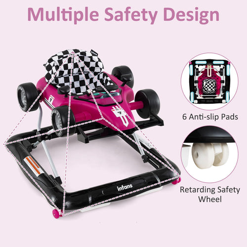 INFANS 4 in 1 Baby Walker, Foldable Toddler Activity Center with Adjustable Height, Removable Toy Tray, Push Walker
