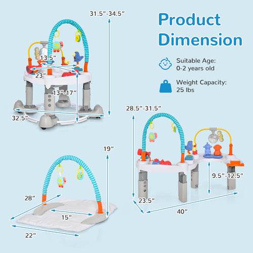 INFANS Baby Bouncer Activity Center 5 in 1 Toddler Bouncing Activity Saucer Playtime Mat Activity Table with 360°Rotating Seat
