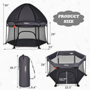 INFANS Baby Playpen with Removable Mesh & UV Canopy, 53" Portable Playhouse with Carry Bag, Easy Folding Playard Activity Center