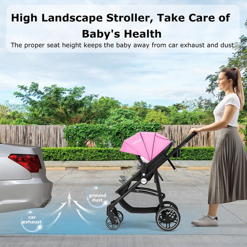 INFANS 2 in 1 Baby Stroller, High Landscape Infant Stroller & Reversible Bassinet Pram, Foldable Pushchair