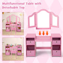 OLAKIDS Kids Vanity, 2 in 1 Princess Makeup Desk and Chair Set