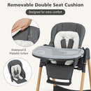 INFANS Baby High Chair, High Chairs for Babies & Toddlers with Adjustable Height Backrest Footrest Removable Tray, Easy to Clean PU Seat Convertible Quick Folding Portable Highchair