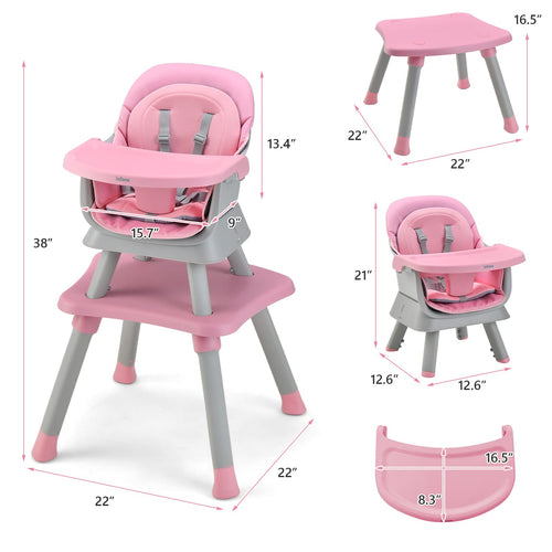 INFANS 8 in 1 Baby High Chair, Convertible Highchair for Babies and Toddlers, Infant Dining Booster Seat