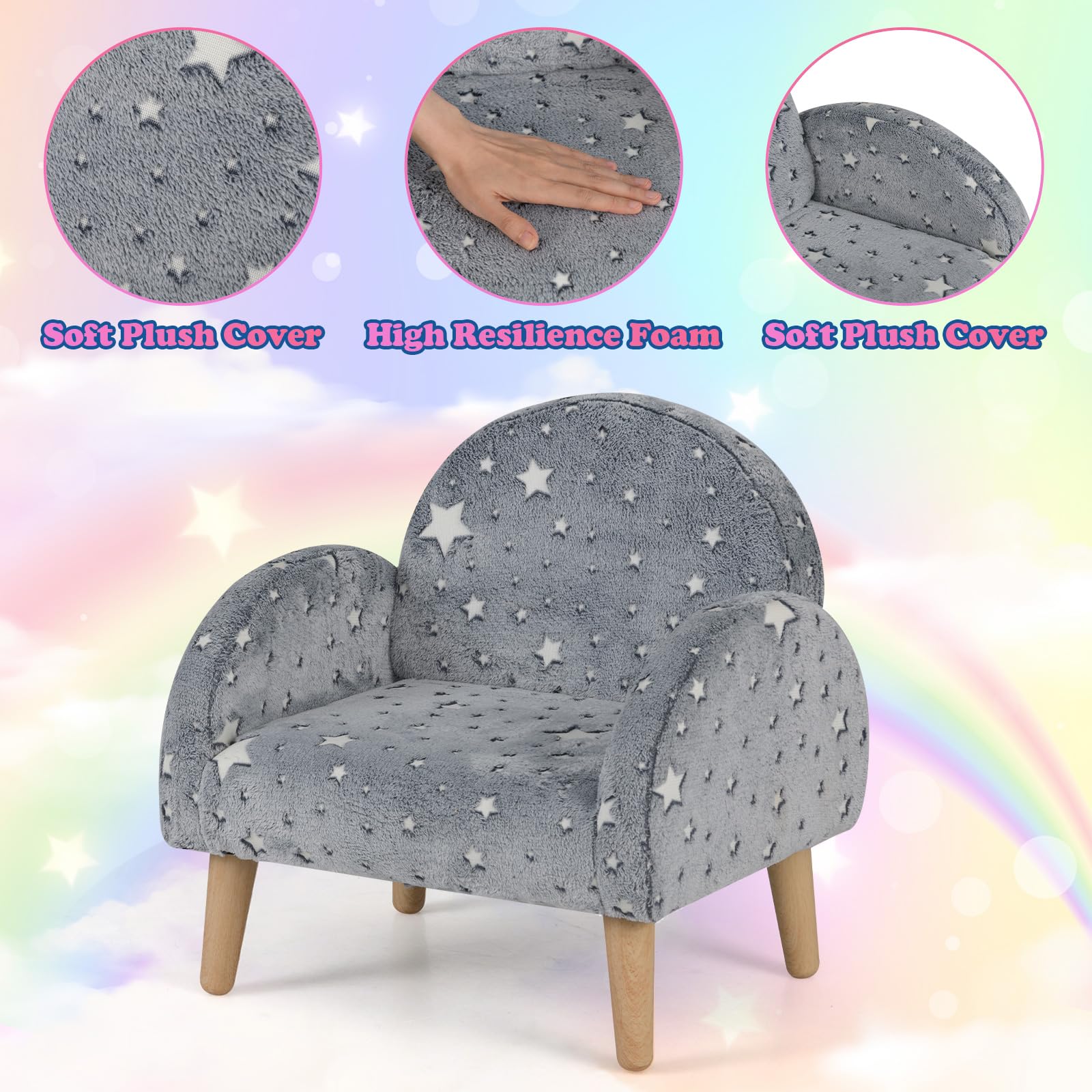 OLAKIDS Kids Sofa with Glow in The Dark, Toddler Armchair Couch