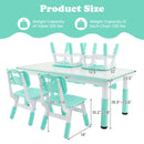 OLAKIDS Kids Table and Chiar Set, Height Adjustable Toddler Desk and 4 Chairs
