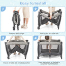 INFANS 4 in 1 Pack and Play, Portable Baby Kid Infant, Travel Playard with Bassinet, Mattress, Diaper Changer