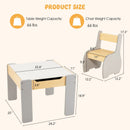 OLAKIDS 3 in 1 Kids Table and Chair Set, Wood Multi Activity Table with Removable Tabletop, Detachable Blackboard