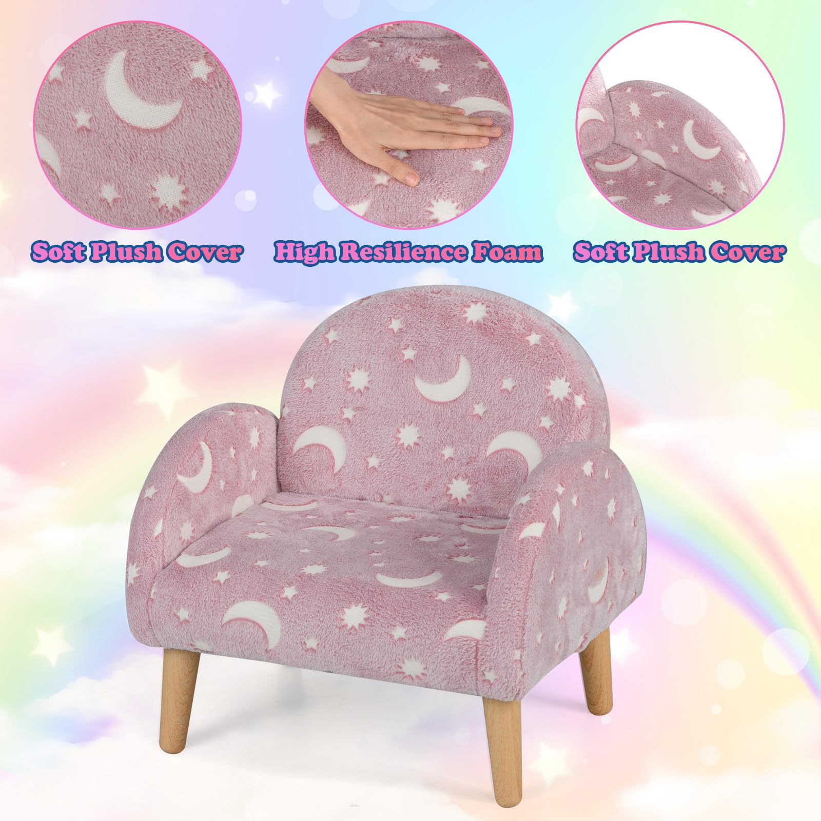 OLAKIDS Kids Sofa with Glow in The Dark, Toddler Armchair Couch