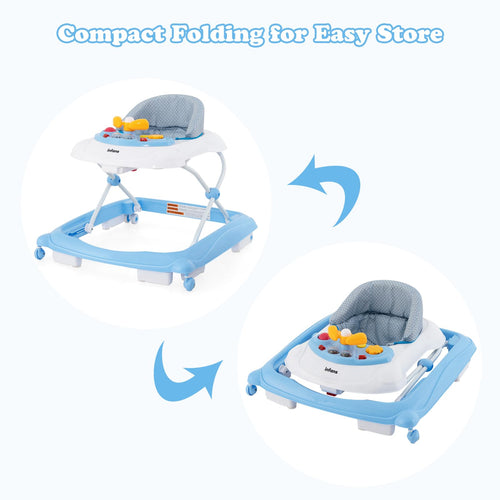 INFANS Foldable Baby Walker, 3 in 1 Toddler Walker Leaning-Seated Walk-Behind with Washable Seat Cushion