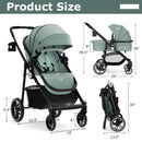 INFANS 2 in 1 Baby Stroller, High Landscape Infant Stroller & Reversible Bassinet Pram, Foldable Pushchair