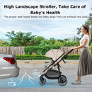 INFANS 2 in 1 Baby Stroller, High Landscape Infant Stroller & Reversible Bassinet Pram, Foldable Pushchair
