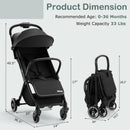 INFANS Lightweight Baby Stroller, One-Hand Gravity Fold, Compact Travel Stroller for Airplane