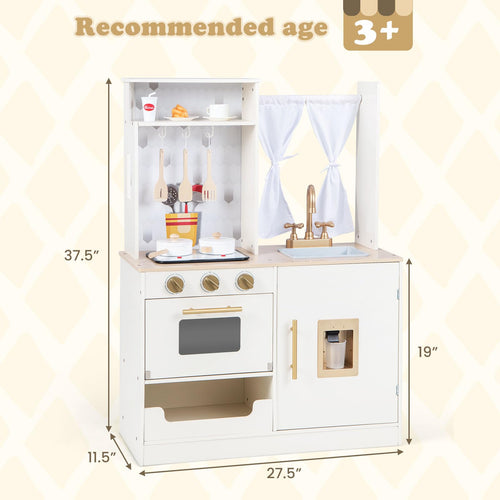 OLAKIDS Kids Kitchen Playset, Toddler Wooden Pretend Cooking Set Microwave, Simulation Play Kitchen Toy for Children