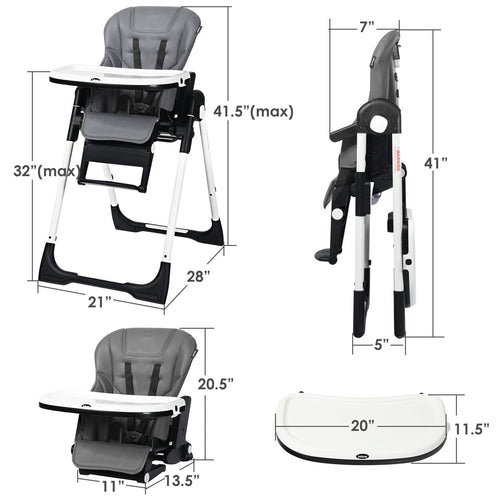 INFANS 4 in 1 High Chair–Booster Seat, Convertible Highchair, Installation-Free,Simple Fold for Baby, Infant& Toddler