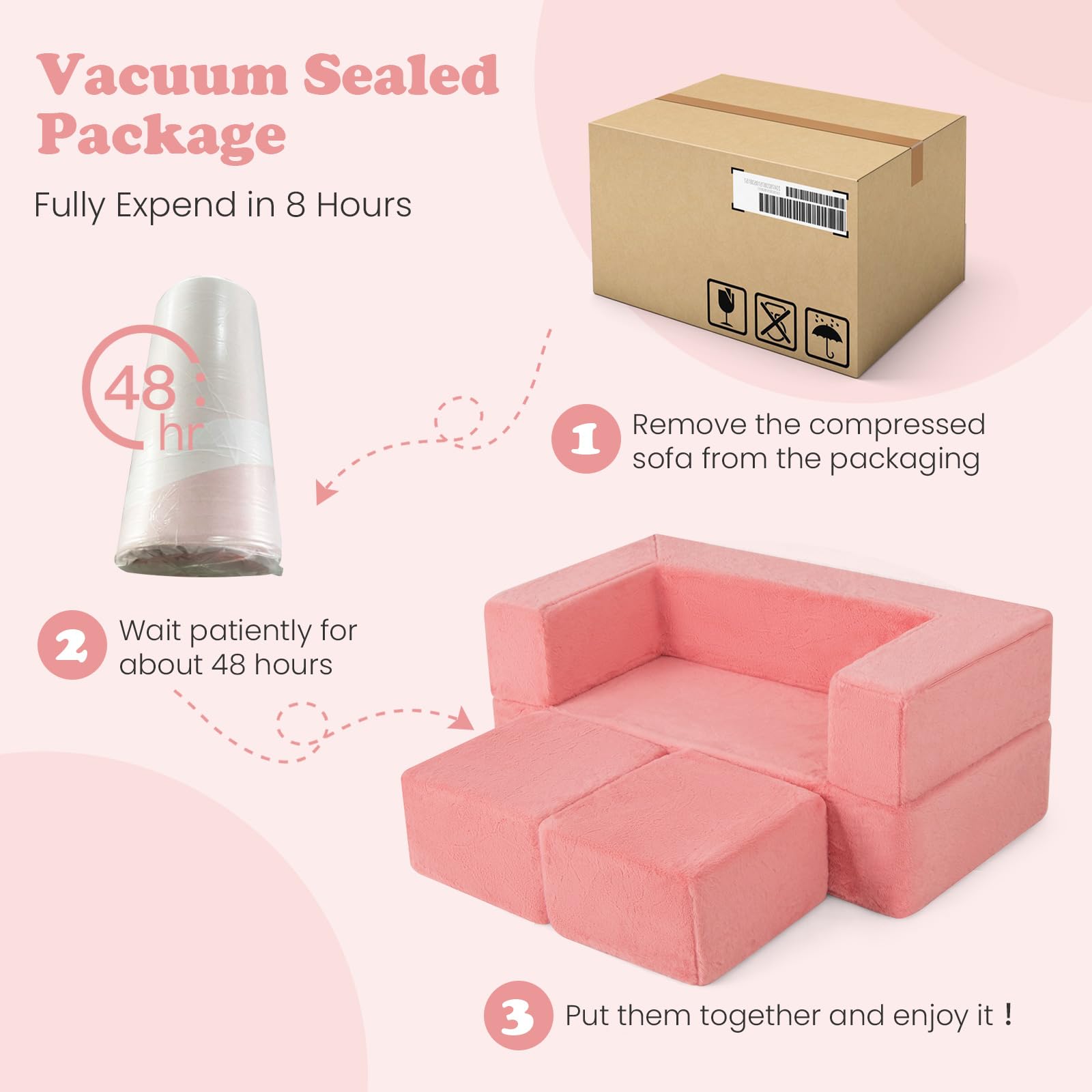 INFANS Modular Kids Play Couch, Toddler Sectional Fort Building Sofa
