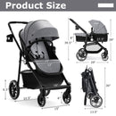 INFANS 2 in 1 Baby Stroller, High Landscape Infant Stroller & Reversible Bassinet Pram, Foldable Pushchair