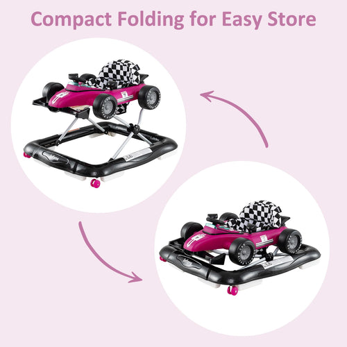 INFANS 4 in 1 Baby Walker, Foldable Toddler Activity Center with Adjustable Height, Removable Toy Tray, Push Walker