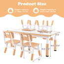 OLAKIDS Kids Table and Chiar Set, Height Adjustable Toddler Desk and 4 Chairs