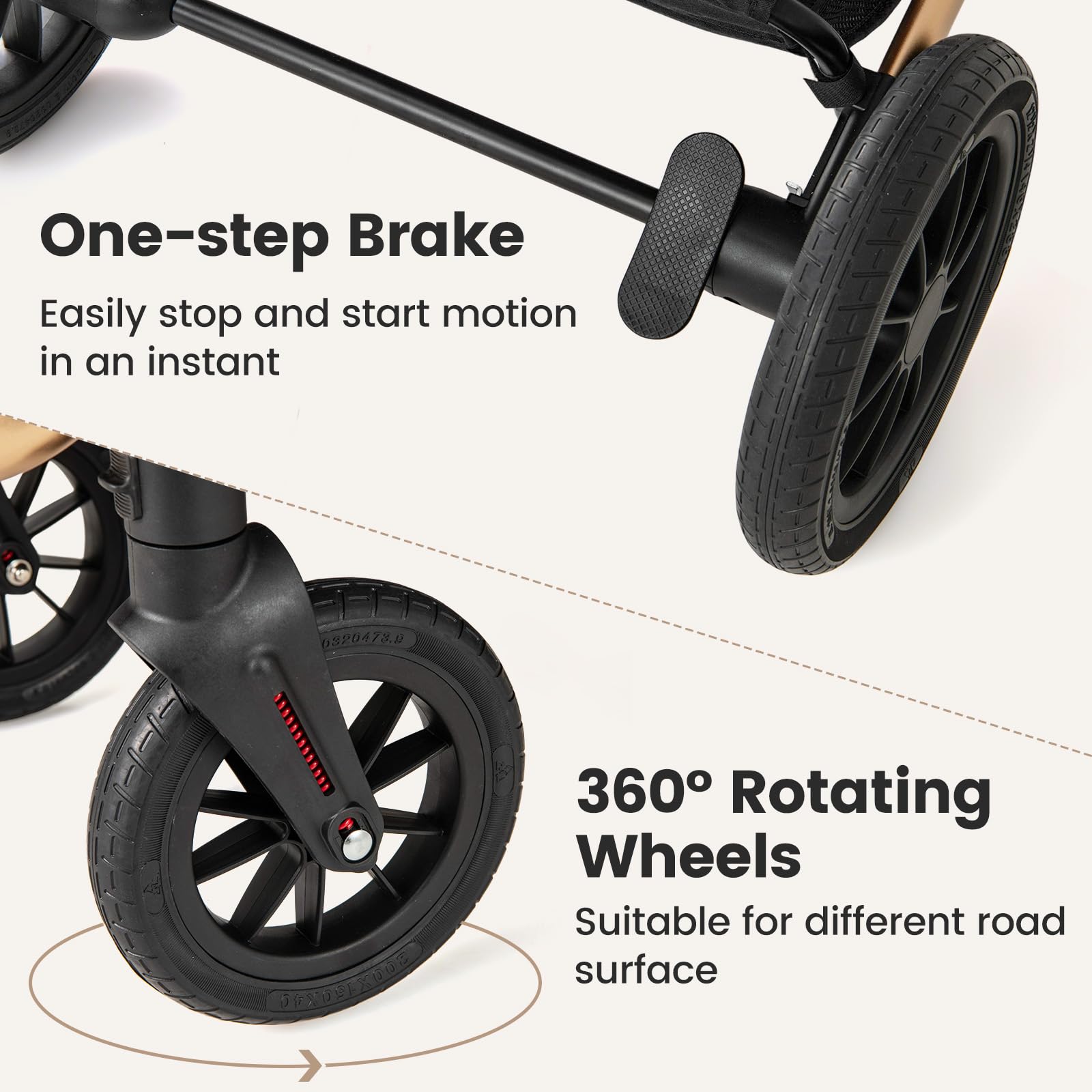 INFANS 2 in 1 Baby Stroller, Folding Newborn Pram Convertible Stroller High Landscape Shock Absorption