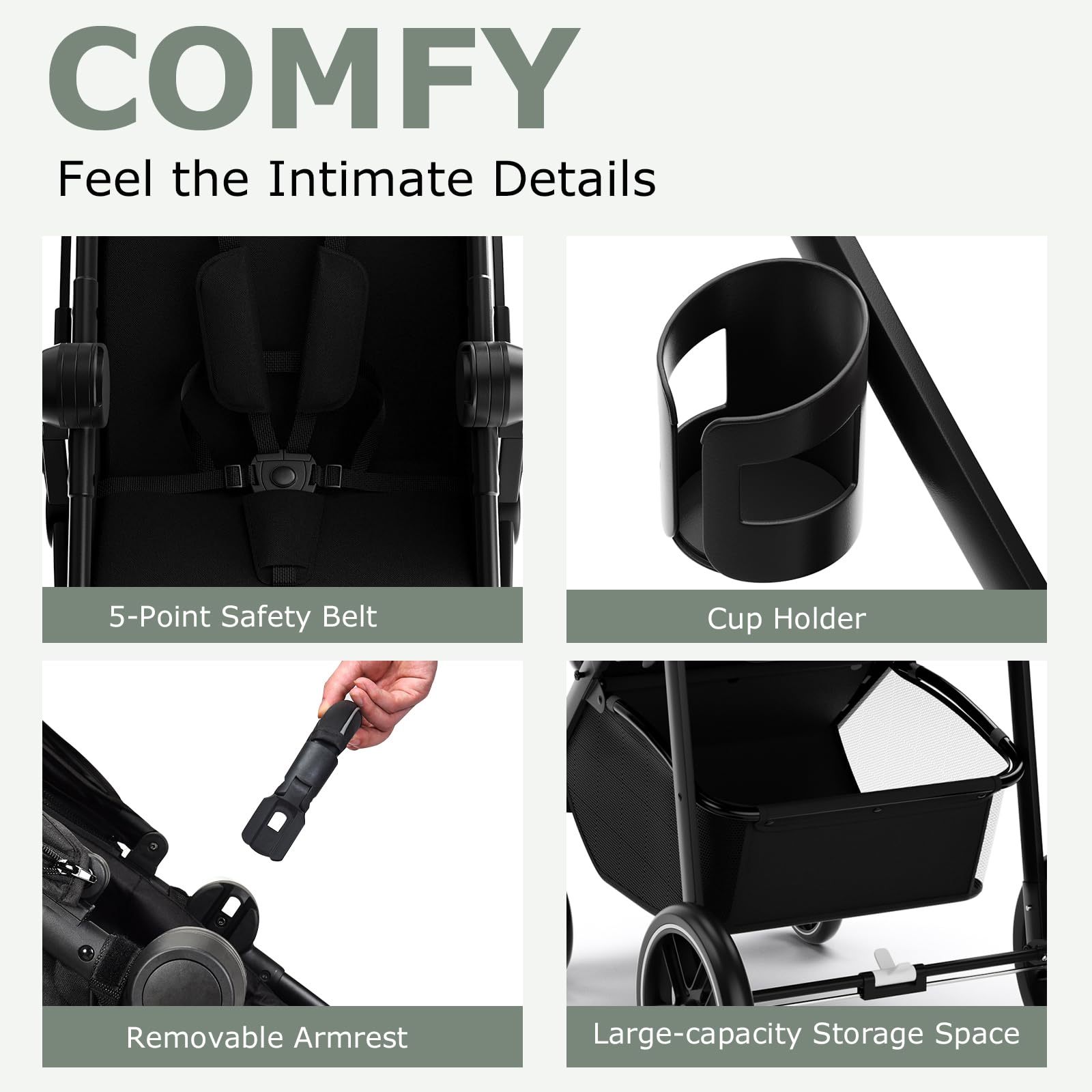 INFANS 2 in 1 Baby Stroller, High Landscape Infant Stroller & Reversible Bassinet Pram, Foldable Pushchair