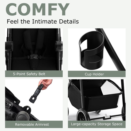 INFANS 2 in 1 Baby Stroller, High Landscape Infant Stroller & Reversible Bassinet Pram, Foldable Pushchair