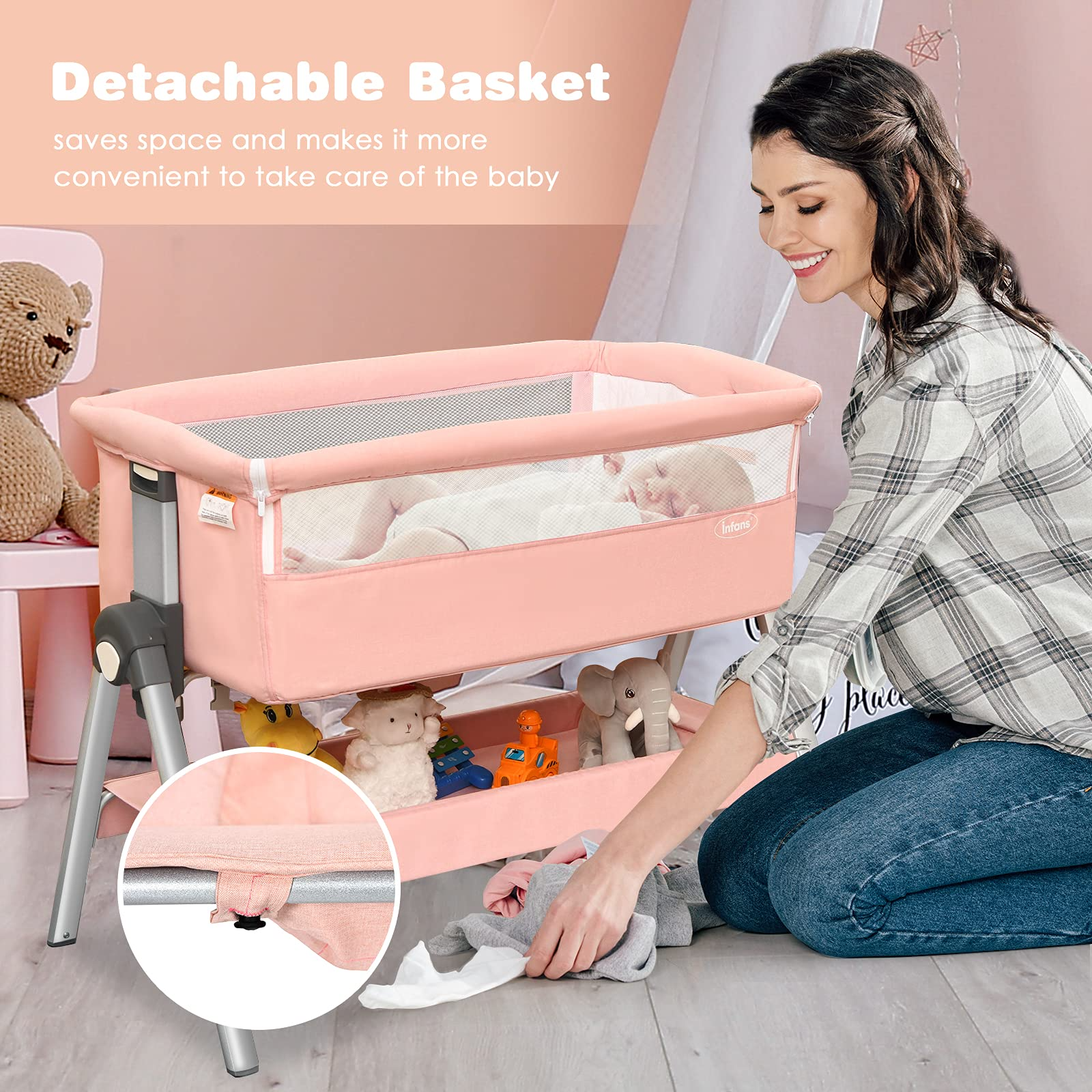 Baby Bassinet Bedside Sleeper with Spine Protecting Support INFANS
