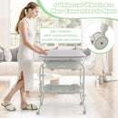 INFANS 2 in 1 Baby Changing Table with Bath Tub Unit, Folding Diaper Dresser Station with Wheels Waterproof