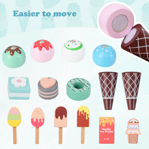 OLAKIDS Ice Cream Cart Grocery Store Marketplace Toy for Ages 3+