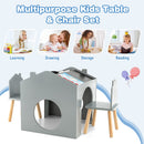 OLAKIDS Kids Table and Chair Set, Wood Multi Activity Table with Blackboard for Toddler Playing Drawing Reading Arts Crafts