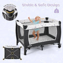 INFANS 4 in 1 Pack and Play, Portable Baby Kid Infant, Travel Playard with Bassinet, Mattress, Diaper Changer