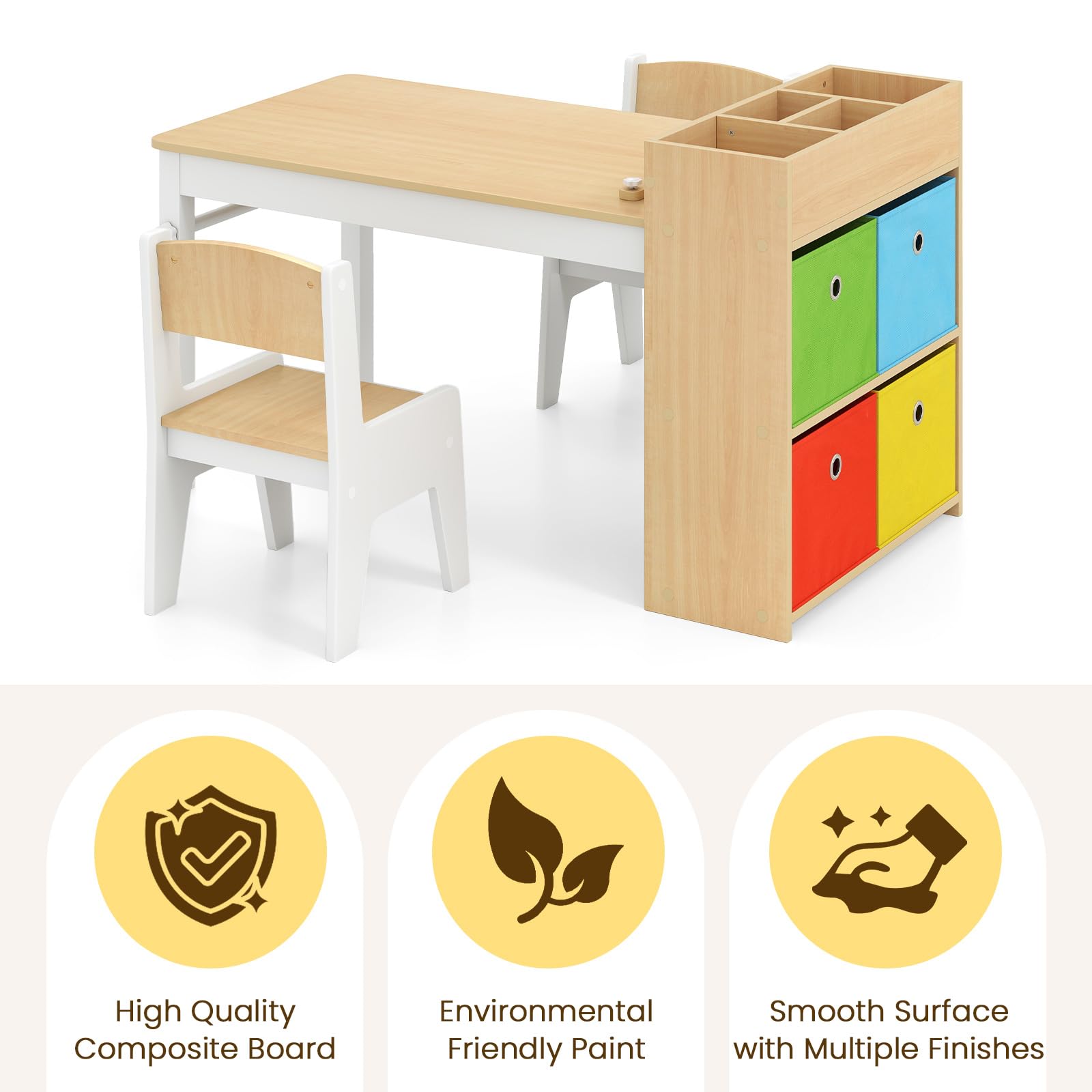 OLAKIDS Kids Table and Chair Set, Toddler Art Craft Play Wood Activity Desk