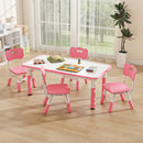 OLAKIDS Kids Table and Chiar Set, Height Adjustable Toddler Desk and 4 Chairs
