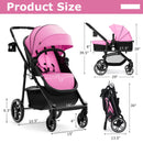 INFANS 2 in 1 Baby Stroller, High Landscape Infant Stroller & Reversible Bassinet Pram, Foldable Pushchair