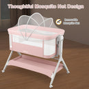 INFANS 5 in 1 Baby Bassinet, Upgraded Flat Rocking Bedside Sleeper with Wheels, Storage Basket, Travel Bag